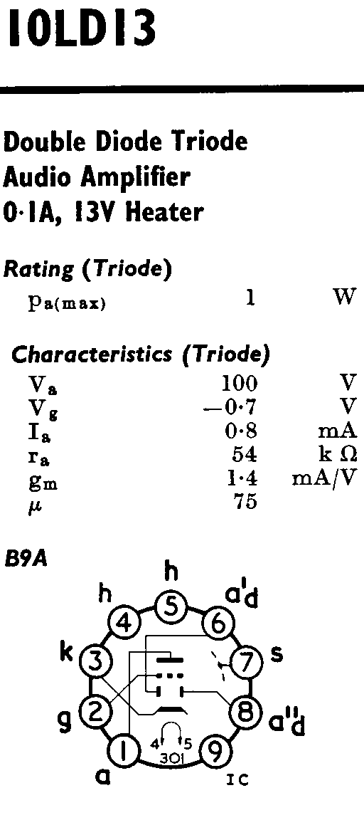 Двойной диод-триод 10LD13